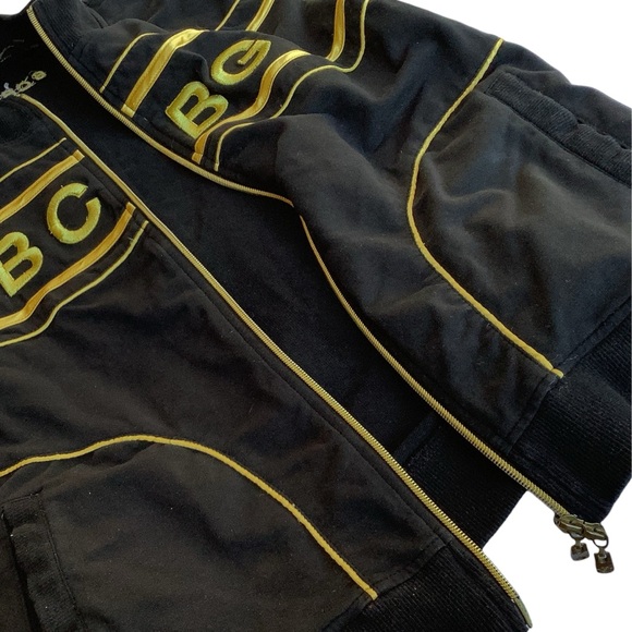 Large BCBG Maxazria Full Zip Black Gold Track Jacket Y2K - Picture 3 of 13